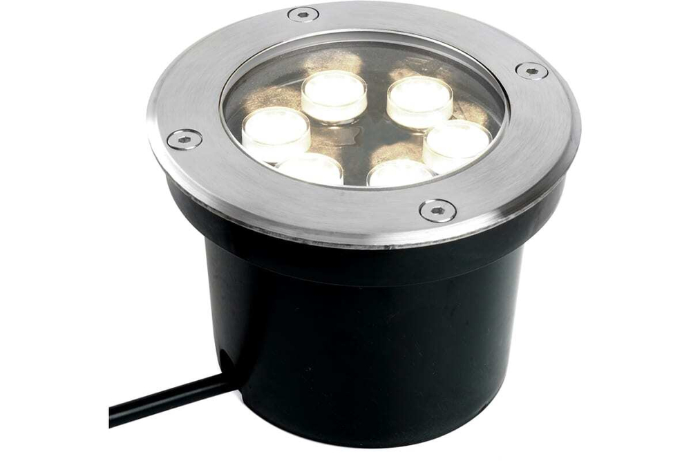 Светильник LED тротуарный (грунтовый) встраив. SP2802, 6W, AC12-24V, низковольтный, 4000К, металлик, D120*H90mm, вн.диаметр: 90m, IP67 Feron