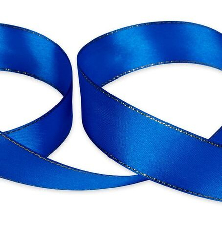 Лента атласная 25 мм , AL-25M двухстор. с металл. нитью 33 м , №040 под золото