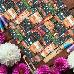 Ткань барби разноцветная стена из чемоданов