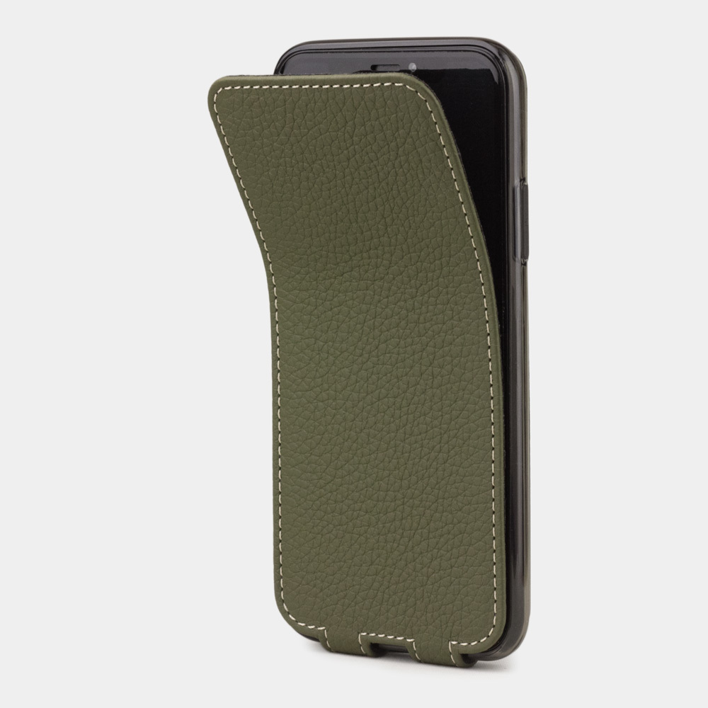 Чехол кожаный для iPhone X/XS зеленого цвета