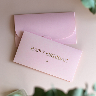 D-694 "Happy birthday!" конверт c золотым тиснением (цена за упаковку из 5 штук)