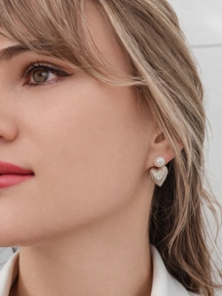 Серьги Oubi Yabi «Жемчужное сердце» Silver
