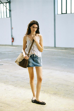 ZARA ДЖИНСОВАЯ МИНИ-ЮБКА TRF, ГОЛУБОЙ