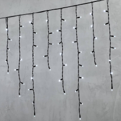 Светодиодная бахрома с колпачком 3,2*0,9 м., 168 белых LED ламп, каучуковый черный провод, LTC (LL168-1-2W)