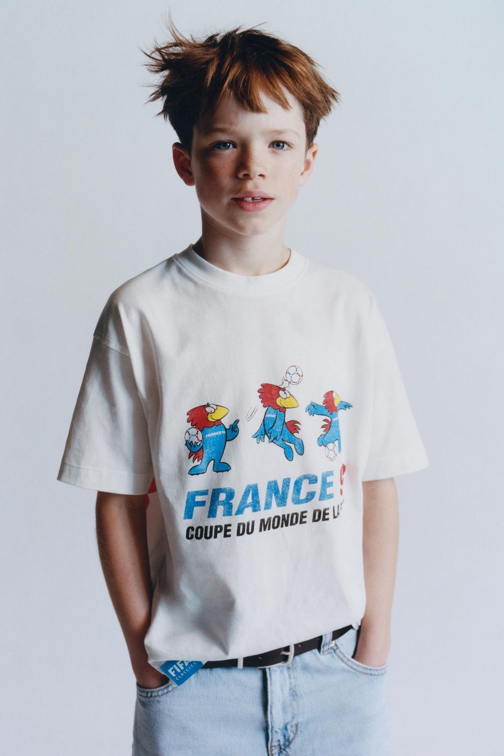 ZARA ФУТБОЛКА С ПРИНТОМ FIFA WORLD CUP ™ 1998, БЕЛЫЙ