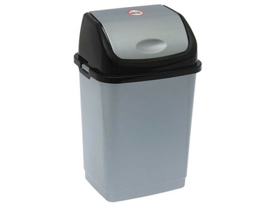 Ведро для мусора 18л "Камелия" серебр.перл/черный