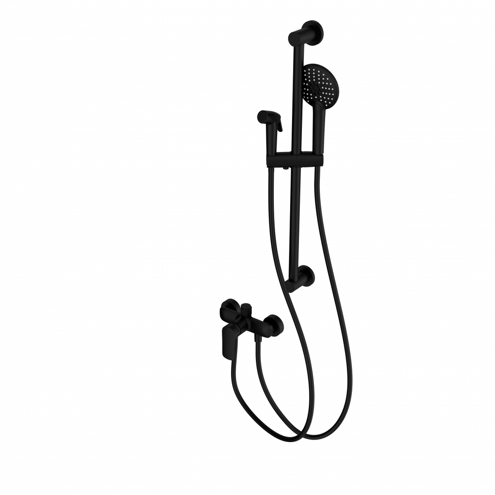 Смеситель для душа с гарнитуром WONZON & WOGHAND, Черный матовый (WW-A4888-MB)
