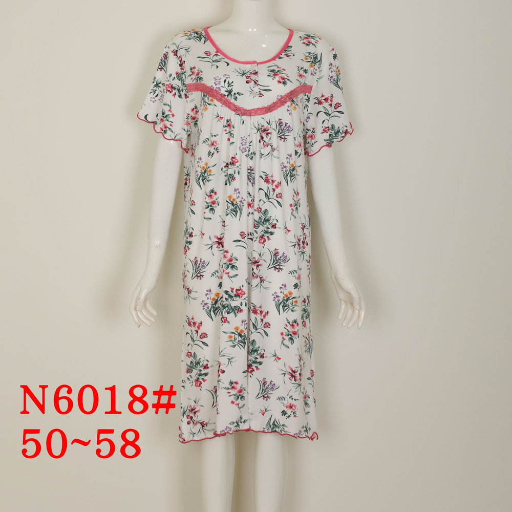 Сорочка с короткими рукавами 6018-1 (зеленые листья)