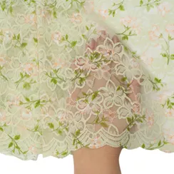Кружево эластичное салатовое/цветы 22 см, Китай