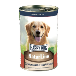 Влажный корм Happy Dog Natur Line для собак с телятиной и индейкой, банка 410г