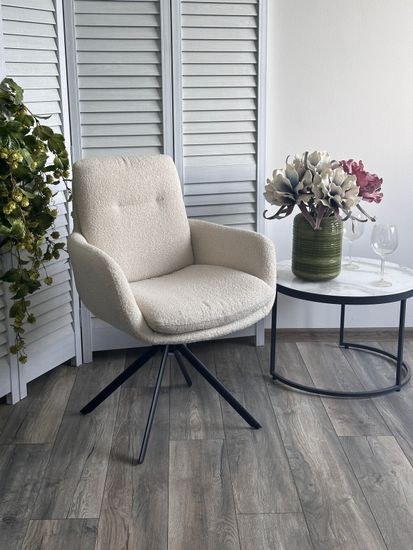 Стул DAREM Белый букле Davis now or never -03 / черный каркас