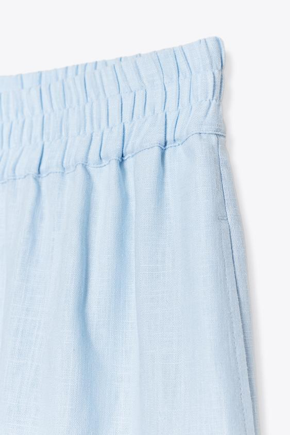 ZARA ШОРТЫ-БОКСЕРЫ ИЗ ЛЬНА, ГОЛУБОЙ