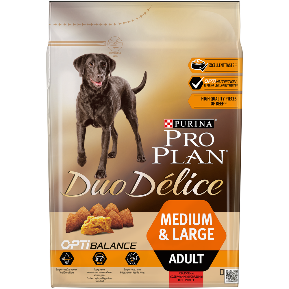 Purina Pro Plan Duo Delice Adult Medium&Large Сухой корм Про План Duo Delice для собак средних и крупных пород с говядиной, 2,5 кг