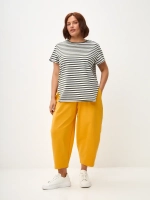 Футболка дизайнерская тельняшка оверсайз с фигурным низом