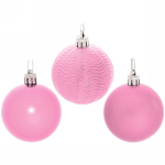 Новогодние шары 6 см (набор 6 шт) «Микс фактур», розовый