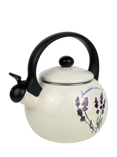 Чайник 2,2 л. эмалированный со свистком Kamille KM 1033 с черной бакелитовой ручкой