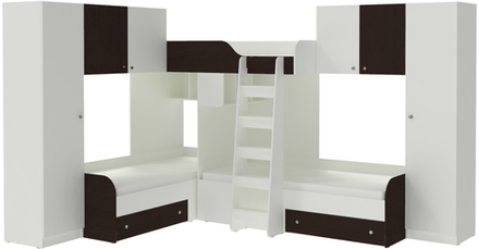 Трехместная кровать КарИВи Трио 3 Белый  Венге