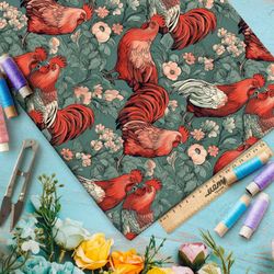 Ткань премиум бифлекс эффектные петухи