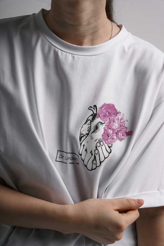 Футболка сердце с цветами