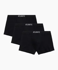 Трусы мужские боксеры (3шт) Atlantic Basic 3BMH-011, хлопок, черный