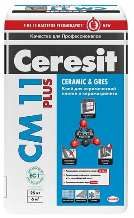 Клей для кафеля CERESIT CM11 внутр./наруж. работ (25кг)