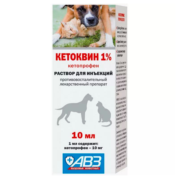 Кетоквин 1% (кетопрофен 10 мг в 1 мл) раствор для инъекций, 10 мл