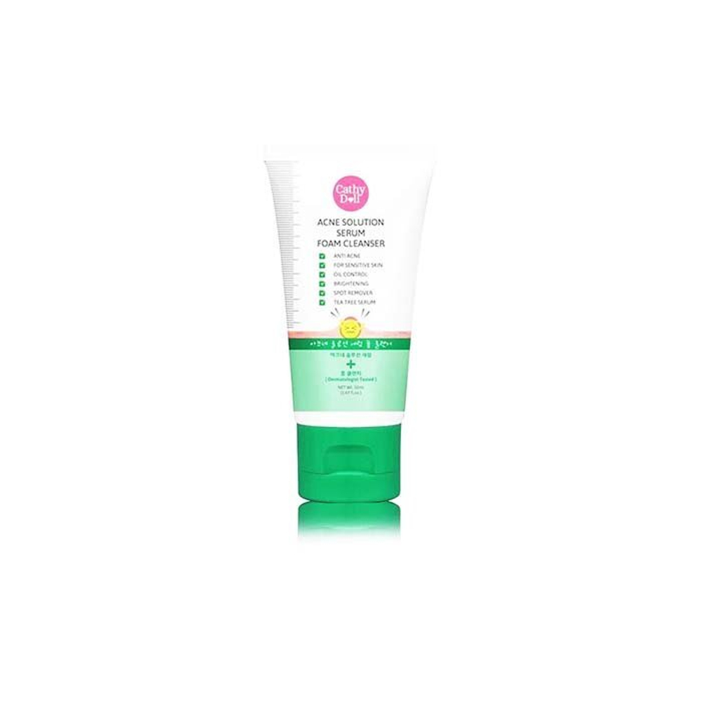 Пенка для лица очищающая с алое вера против акне CATHY DOLL Acne Solution Serum Foam Cleanser 100ml