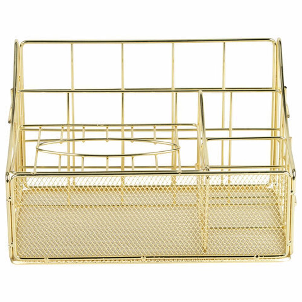 Органайзер для косметики и мелочей металлический 4 секции, MONTE VITA, 160х240х150 мм, золото, 272479