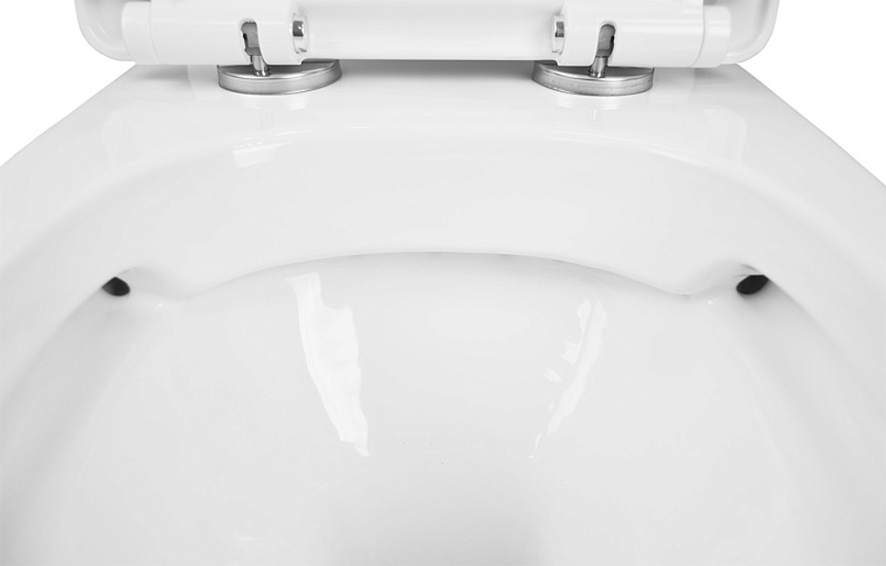 Унитаз-моноблок AZARIO Sente 375х665x785 напольный, безободковый, горизонтальный слив, сиденье дюропласт микролифт (AZ-8614)