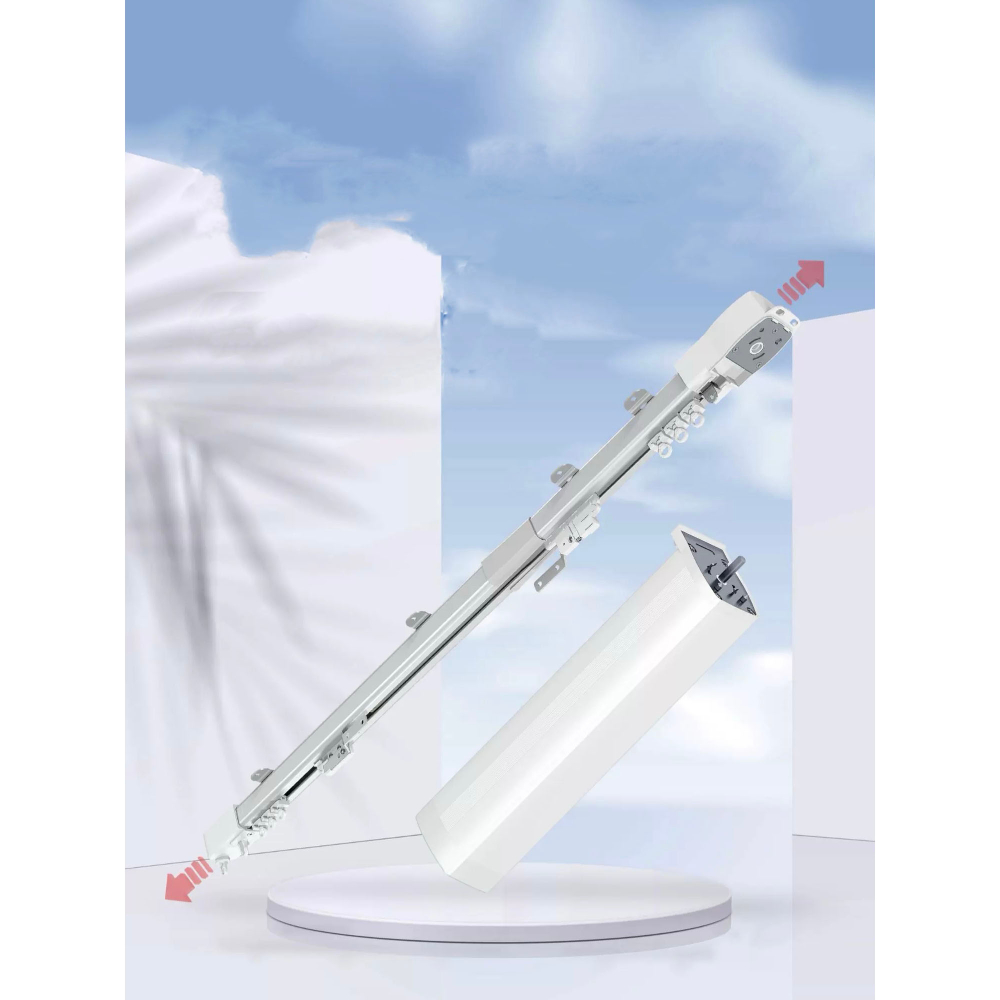 Электрический карниз для штор с регулировкой длины, алюминиевый, потолочный, с пультом