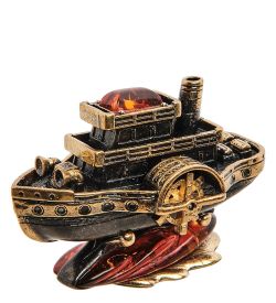 Народные промыслы AM-3012 Фигурка «Пароход» (латунь, янтарь)