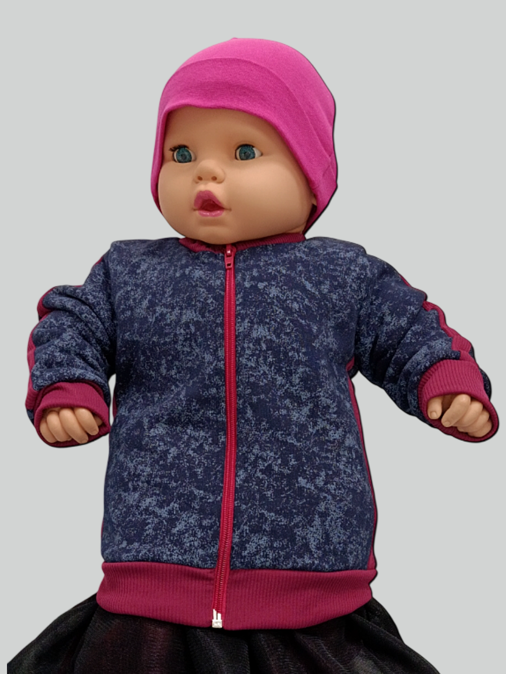 КФ Кофточка ясельная футер 3-х нитка начес синий мрамор (56-86)