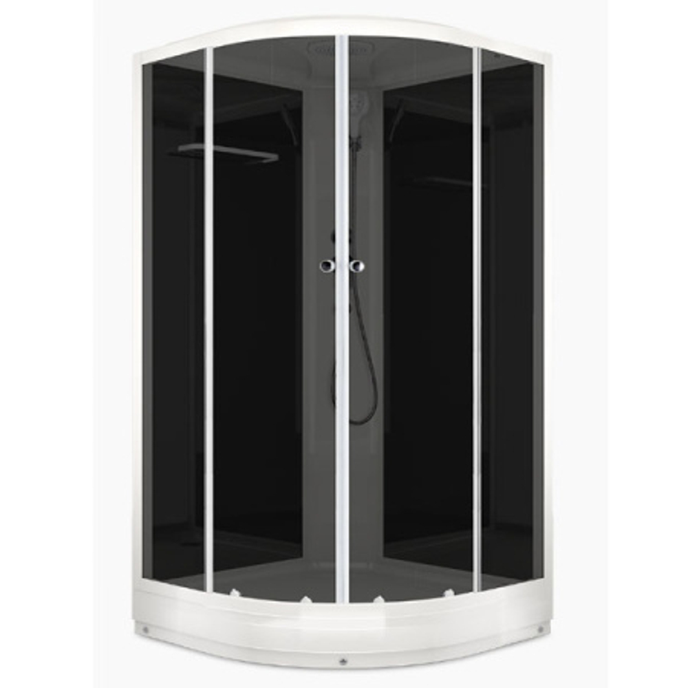 Душевая кабина Domani-Spa Delight Slim 99 900*900*2180 без электрики, низкий поддон, черная стеклянная задняя панель, тонированное стекло