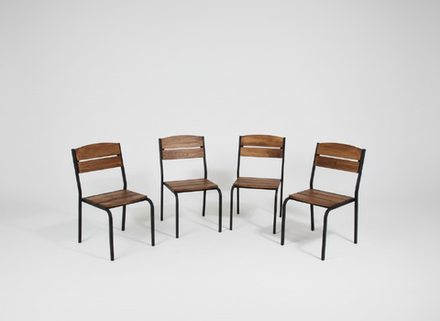 Стул металлический с деревом, для кафе, дачи, ресторана. Цвет - орех 4 шт.