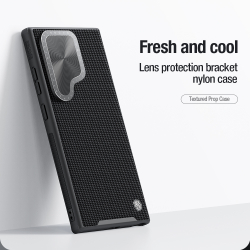 Текстурный чехол от Nillkin с металлической откидной крышкой на смартфон Samsung Galaxy S24 Ultra, серия Textured Prop Case