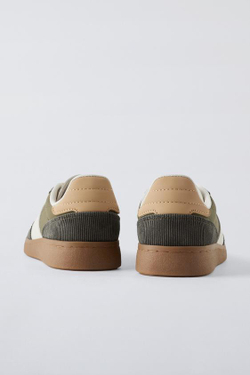 ZARA КОМБИНИРОВАННЫЕ КРОССОВКИ, ЗЕЛЕНЫЙ ХАКИ