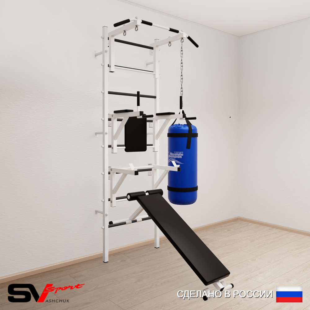 Шведская стенка Sv Sport 5072 (Турник стандарт/Брусья/Стойка/Скамья/Цепь/Мешок 22кг)