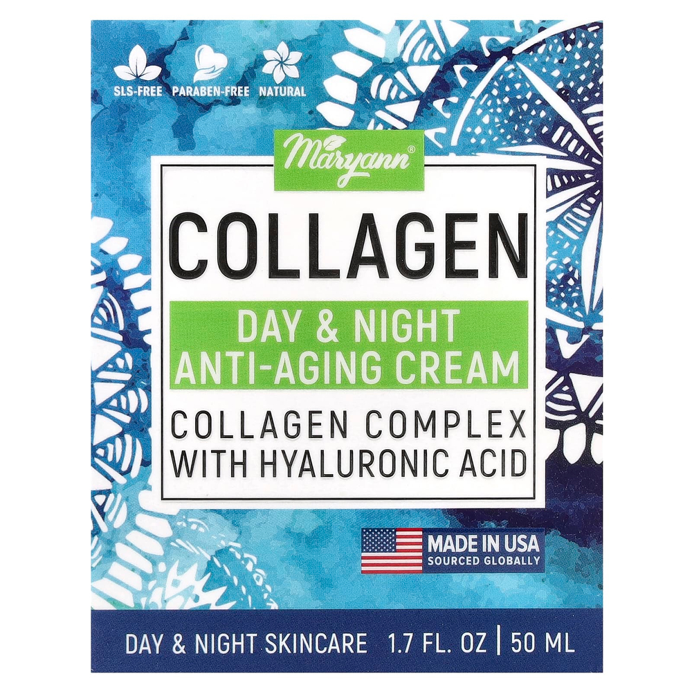 MaryAnn Organics, дневной и ночной антивозрастной крем с коллагеном, для всех типов кожи, 50 мл (1,7 жидк. унции)