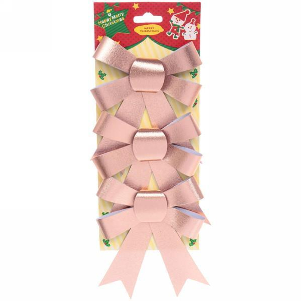 Бант на ёлку "Сказочные блики" 3шт. Розовое золото