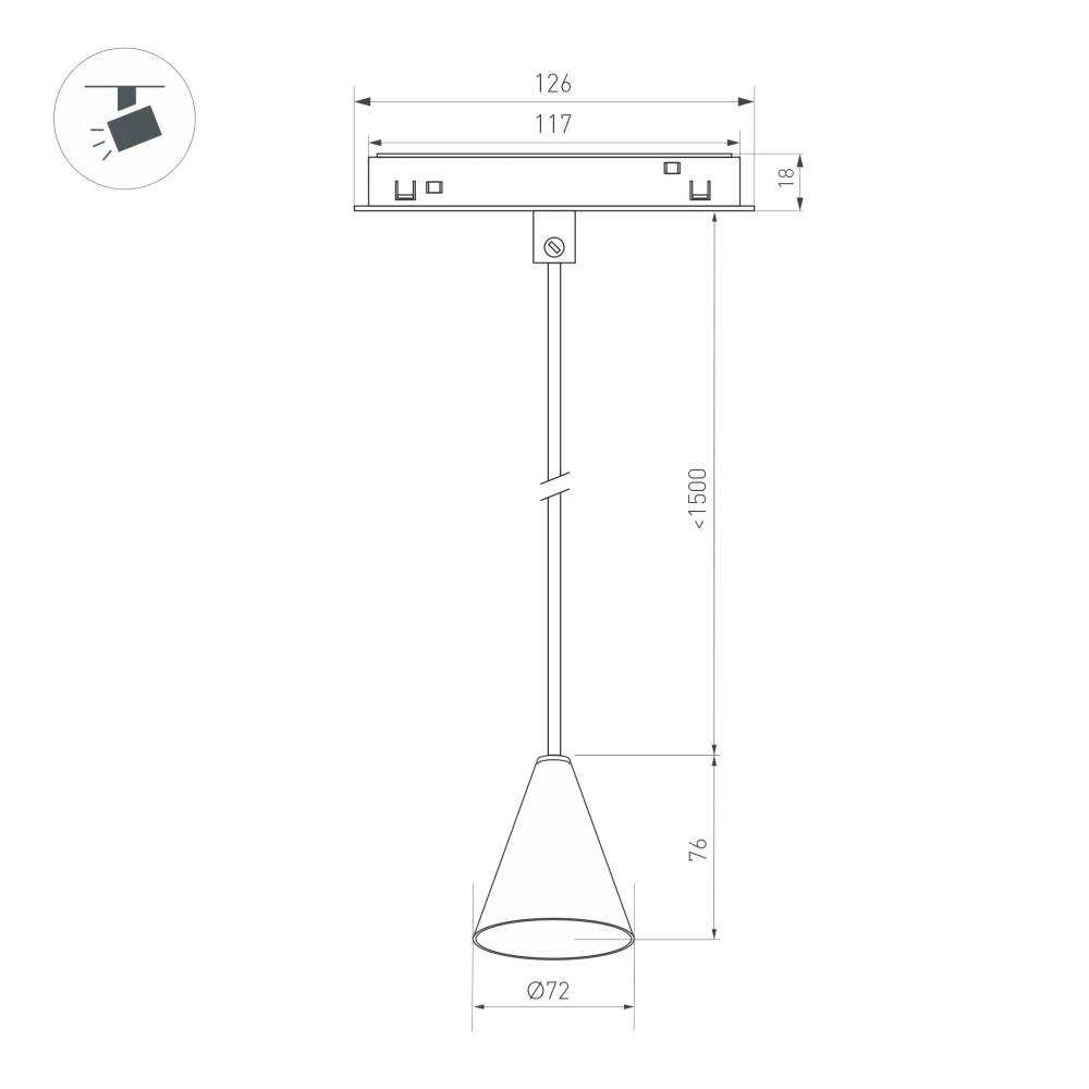 Светильник MAG-ORIENT-CONE-HANG-7W Warm3000 (BK, 40 deg, 48V) (Arlight, IP20 Металл, 3 года) 037370