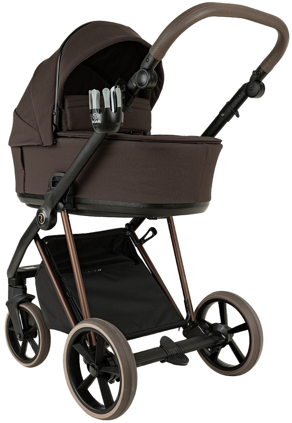 Детская коляска Roan Sol Vintage Luxury 2.0 3 в 1 с автокреслом Pituso Santiso Pro VIN 04/TC Turkish Coffe/Bronze/руч.Cappuccino