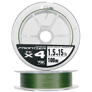 Шнур YGK Frontier X4 PE 100м #1.5  0.205мм 6.8кг 1шт Green