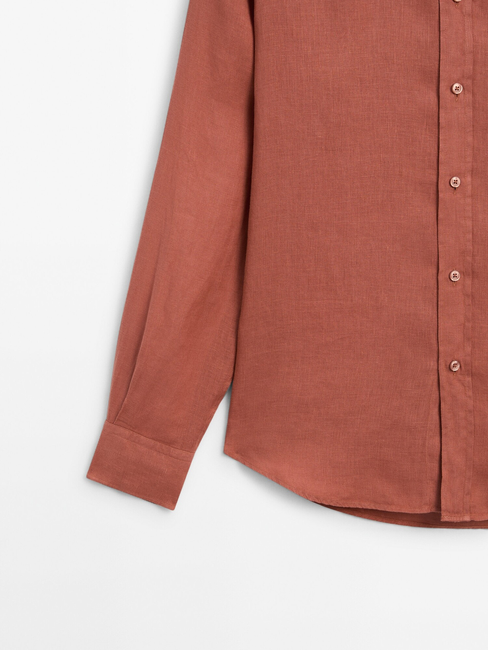 Massimo Dutti Рубашка классического кроя из 100% льна, оранжевый