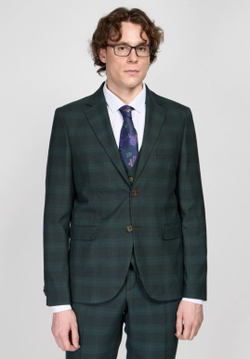 Мужской костюм тройка в клетку (зеленый) В85