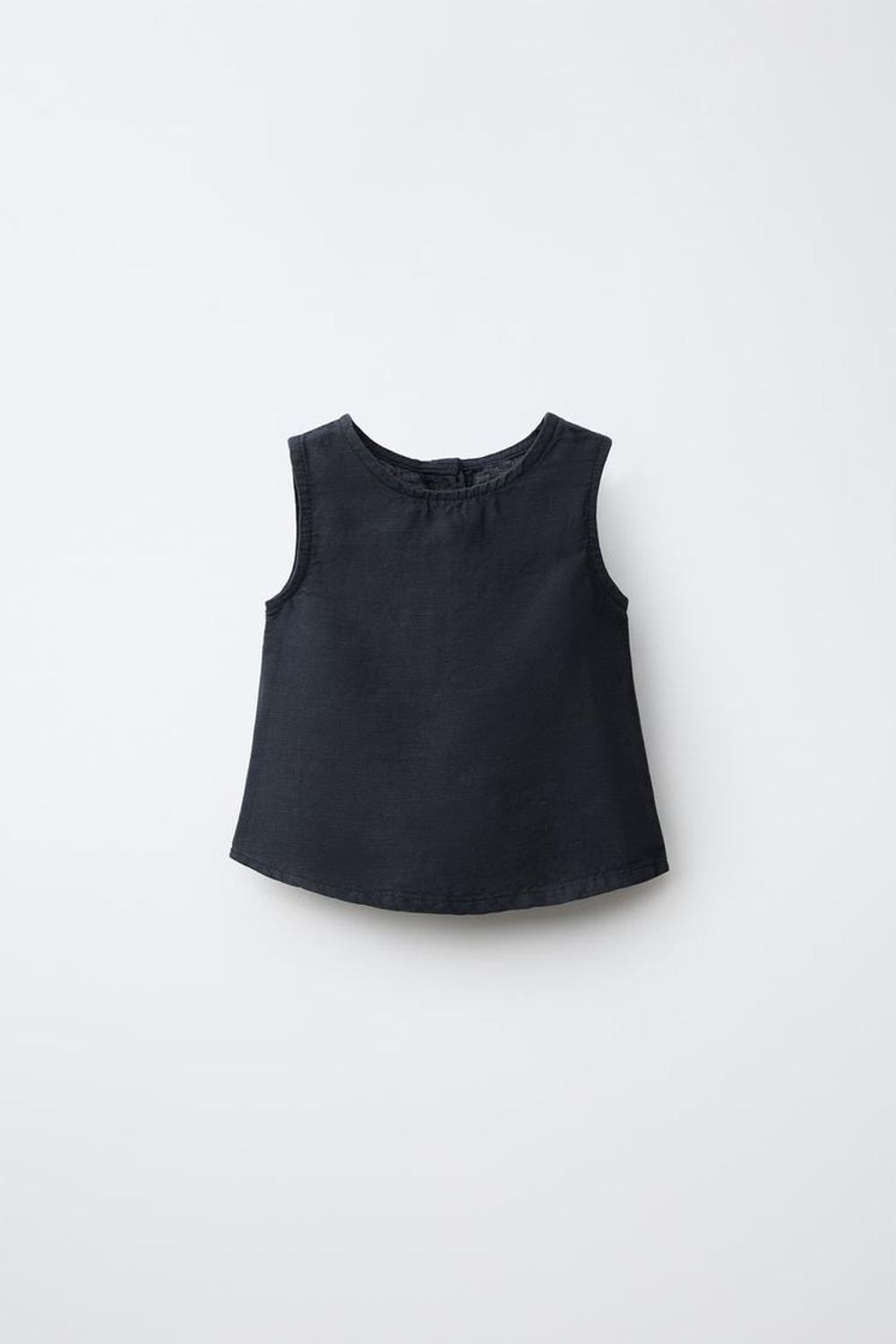 ZARA ТОП ИЗ СМЕСОВОГО ЛЬНА, МОРСКОЙ СИНИЙ