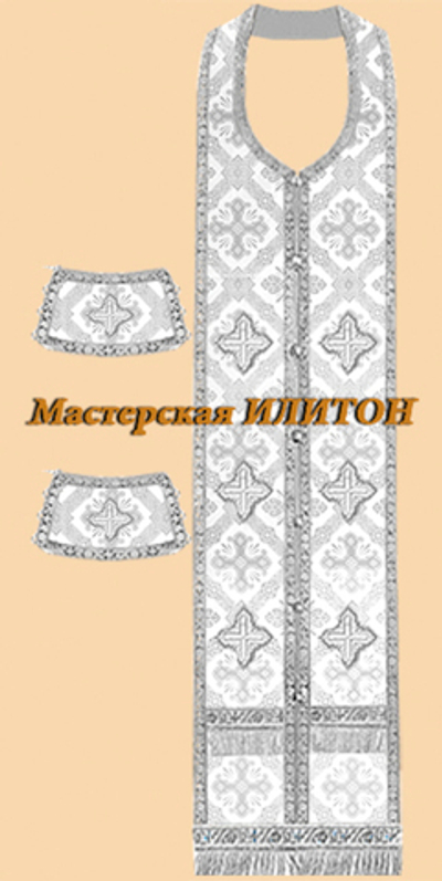 Требный комплект белый с серебром из шелка.