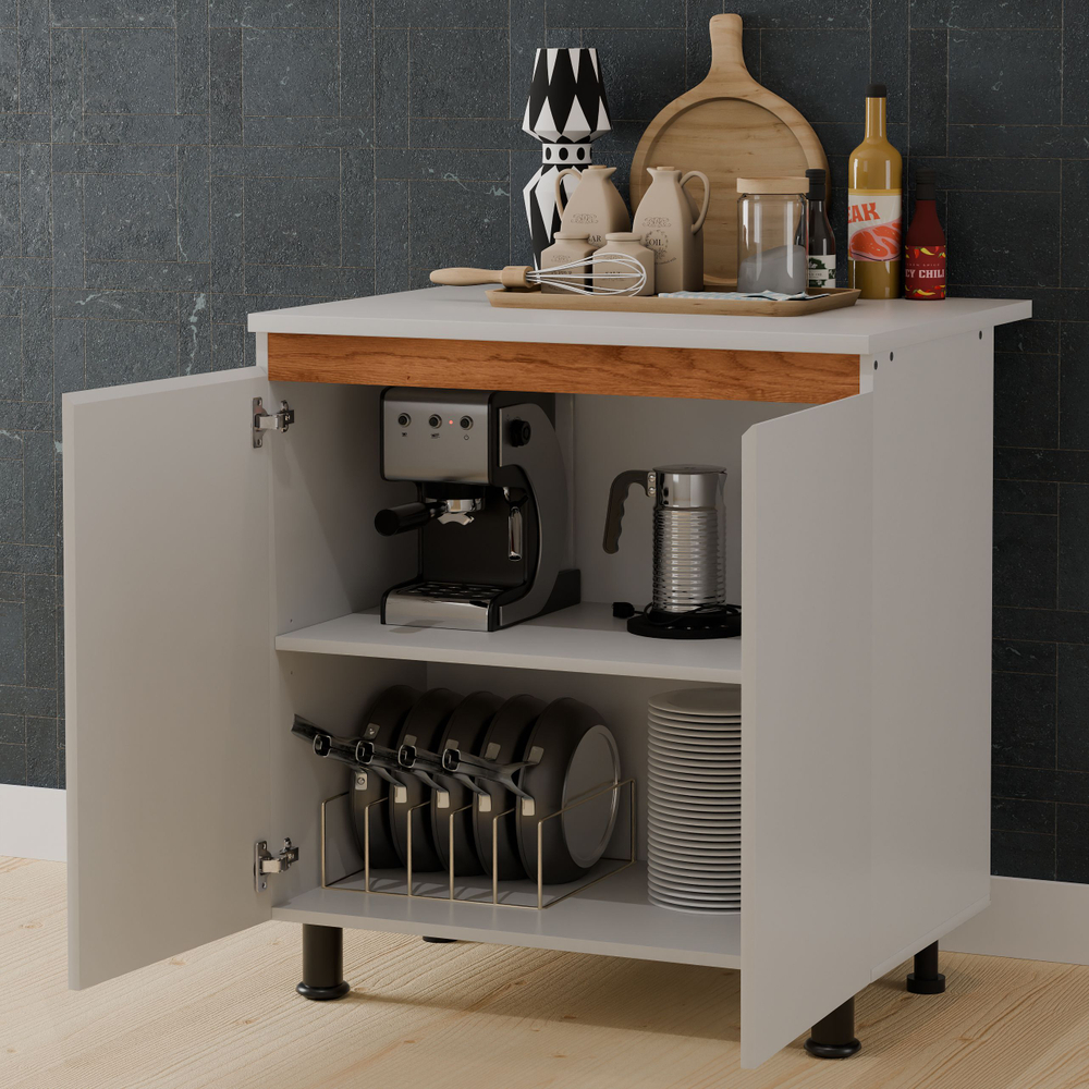 Кухня Валенсия 260 см со столешницей (8 модулей) / белый ЛДСП, массив дуба