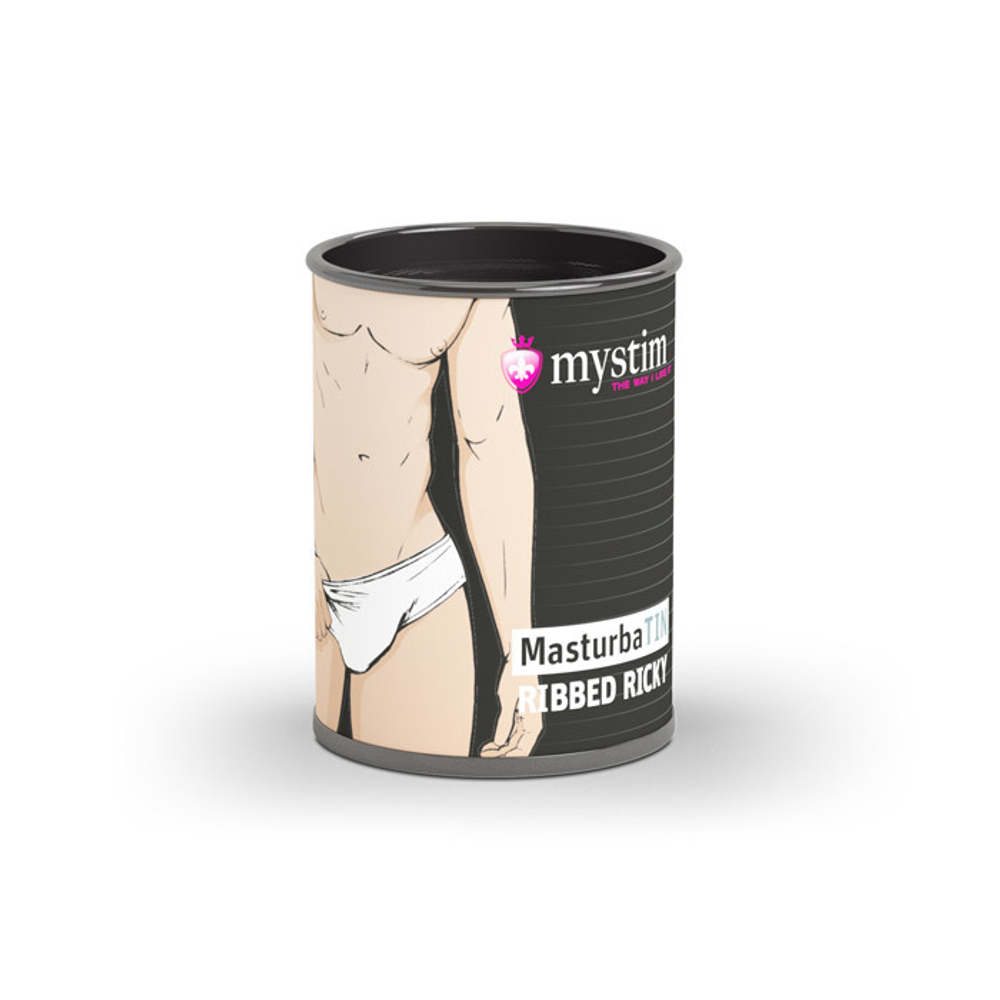 Мастурбатор MasturbaTIN Ribbed Ricky, TPE, белый,4.5 см