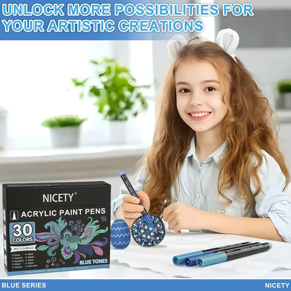 NICETY акриловые маркеры 0,7 мм, 30 шт, Blue