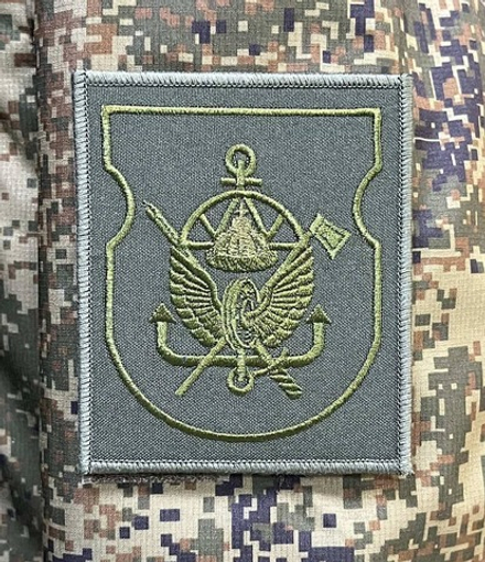 Шеврон вышитый батальона ЖДВ полевой (меч,топор,шапка мономаха) на липучке